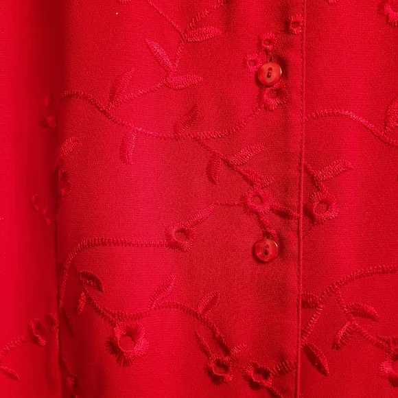 🎳 Bright red Sarah Bentley Embroidered long sleeve blouse XL - Picture 5 of 5